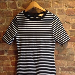 Michael Kors Black and White Striped Dress